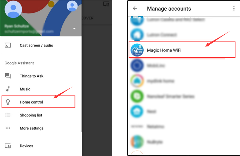 magic home wifi google home